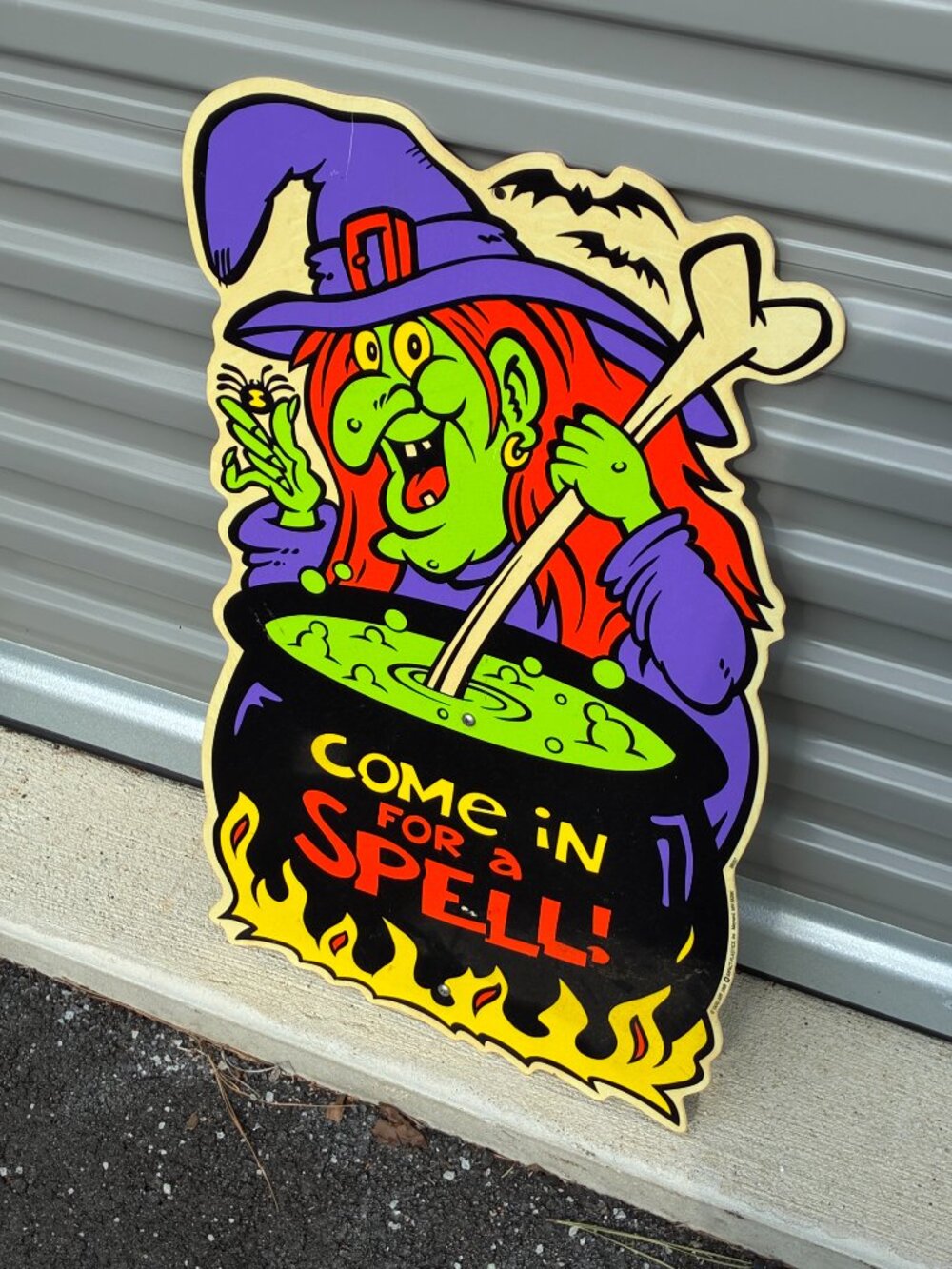 Vintage Impact Plastics Yard Art Sign Witch With Stake "Come In For A Smell"